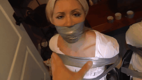 Blonde And Brunette Tape Bound And Tightly Gagged