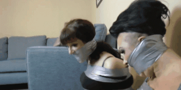 Tightly Gagged Female Friends In Tape Bondage