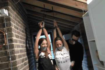 Exposing Her Big Tits Next To Her Tied Up Friend
