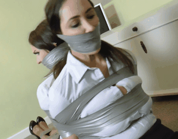 Tape Gag And Bulging Cheeks