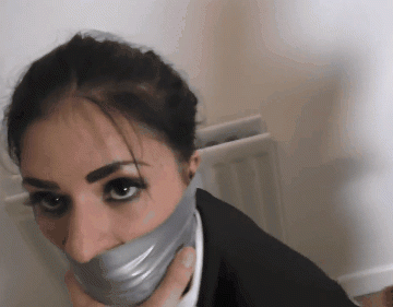 Gagged Girl Scared In Bondage