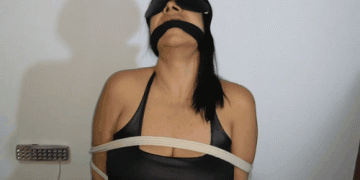 Blindfolded Damsel Cleave Gagged And Chair Tied