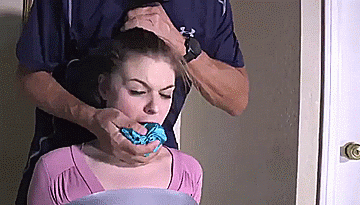A man gagging a girl with dirty panties